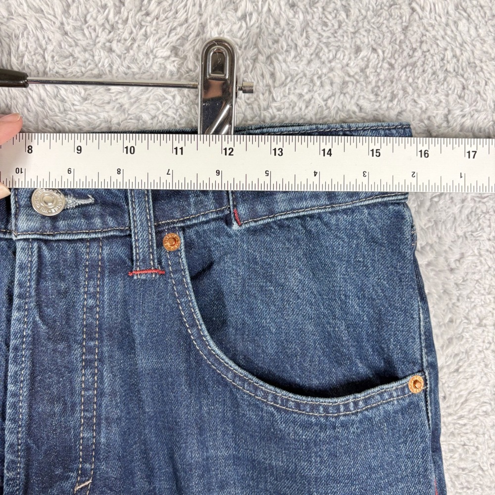 Free People Slim Shade Selvedge Cuffed Wide Leg Jeans Size 30 Dark Wash Logo - Picture 3 of 10